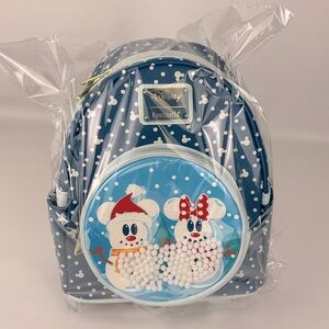 Loungefly Disney Snowman Mickey Minnie Mouse Snowglobe Mini Backpack